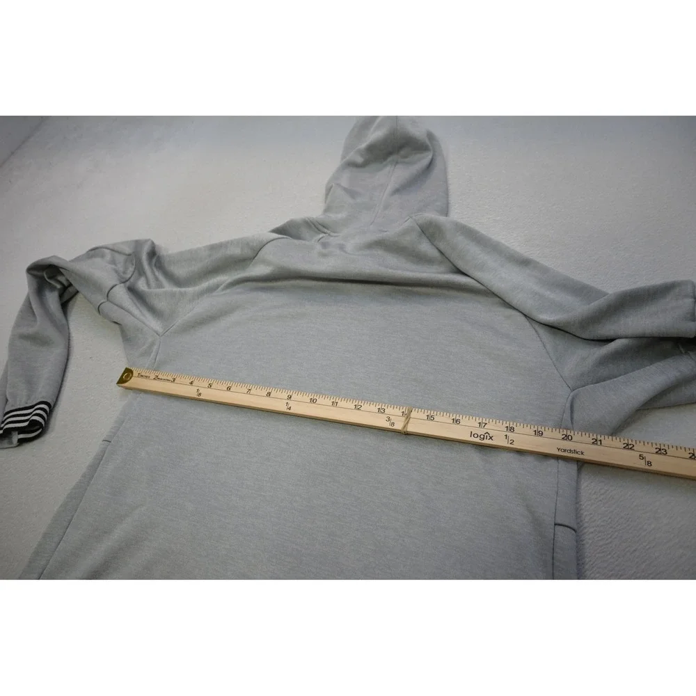 Adidas Hoodie Men Medium Grey Crossover Neck Athletic Activewear Excellent
